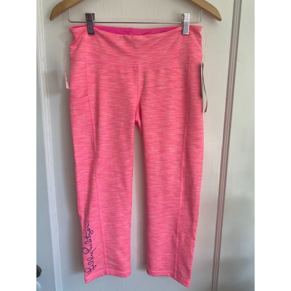 NWT LILLY PULITZER Luxletic Weekender‎ Crop Leggings Logo Pink Size M
